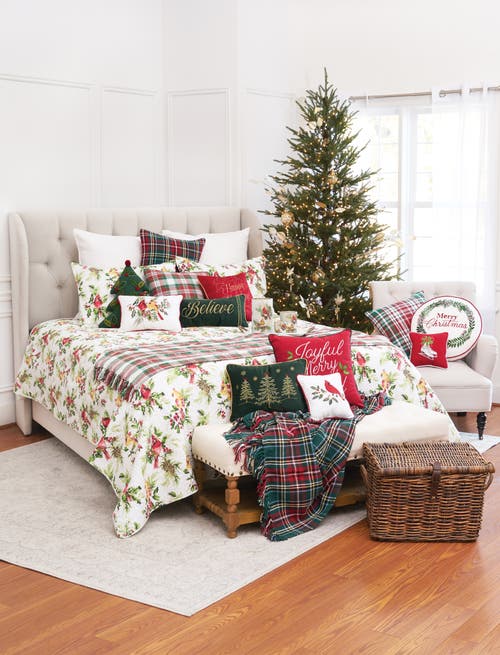 C & F Home C&f Home Red Bow Christmas Tree Forest Embroidered Mini Accent Throw Pillow 12" X 16" In Green