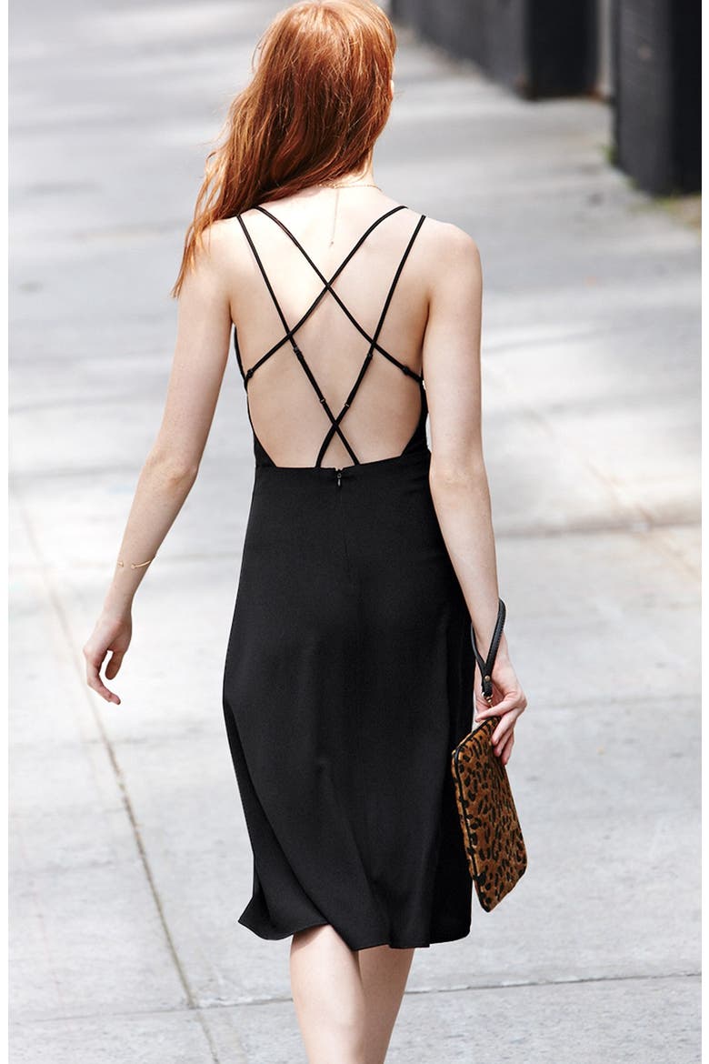 ASTR Cross Back Midi Dress, Alternate, color, BLACK