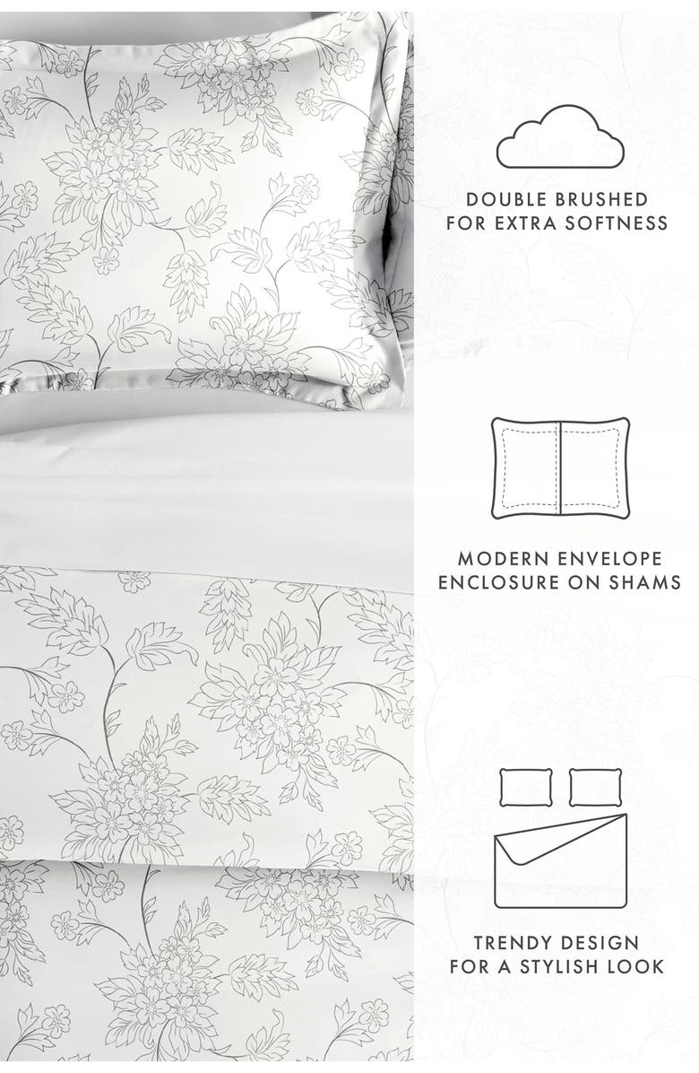 HOMESPUN Premium Ultra Soft Vine Pattern 3-Piece Duvet Cover Set, Alternate, color, Gray