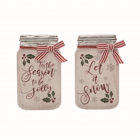 MDF Christmas Jar Decor Set of Two Home Decorations