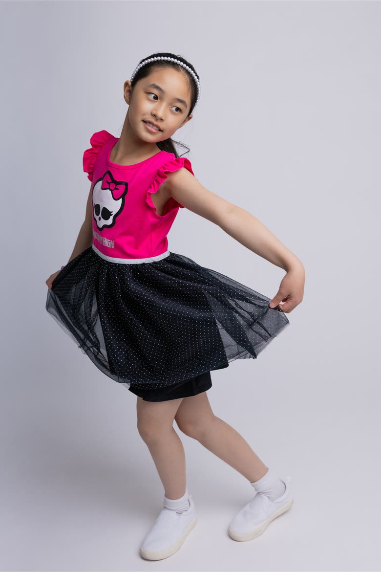 Tutu Dress, Alternate, color, Fuchsia Skullette