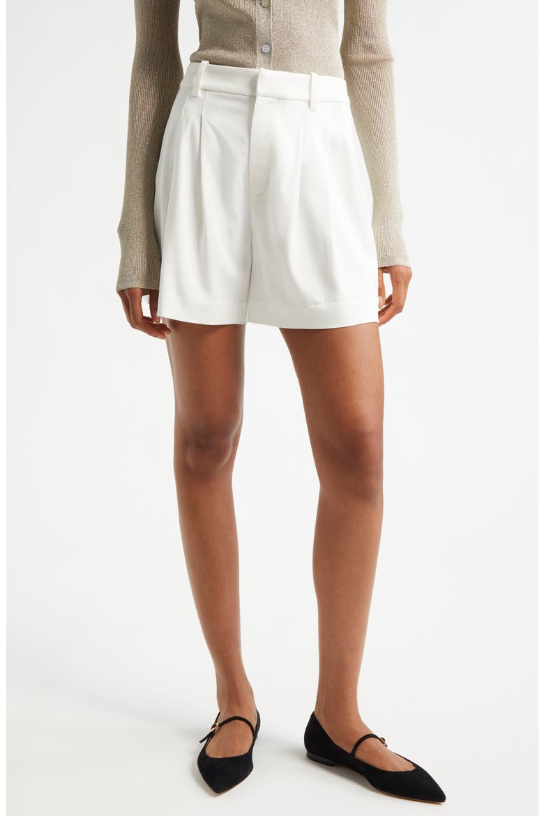 Charles Pleated High Waist Shorts, Main, color, WHITE