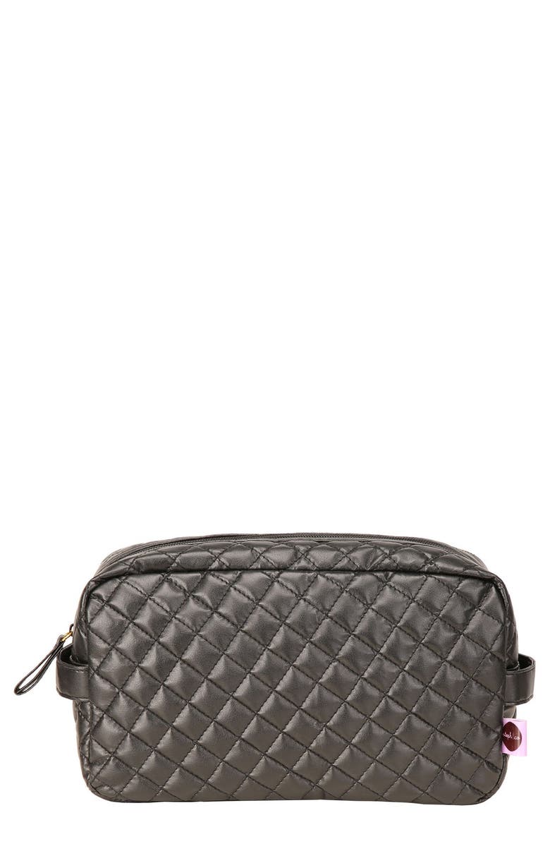 steph&co . 'Viveca' Quilted Black Cosmetics Case, Main, color,