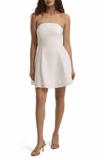 Favorite Daughter The Favorite Strapless Flare Linen Minidress
