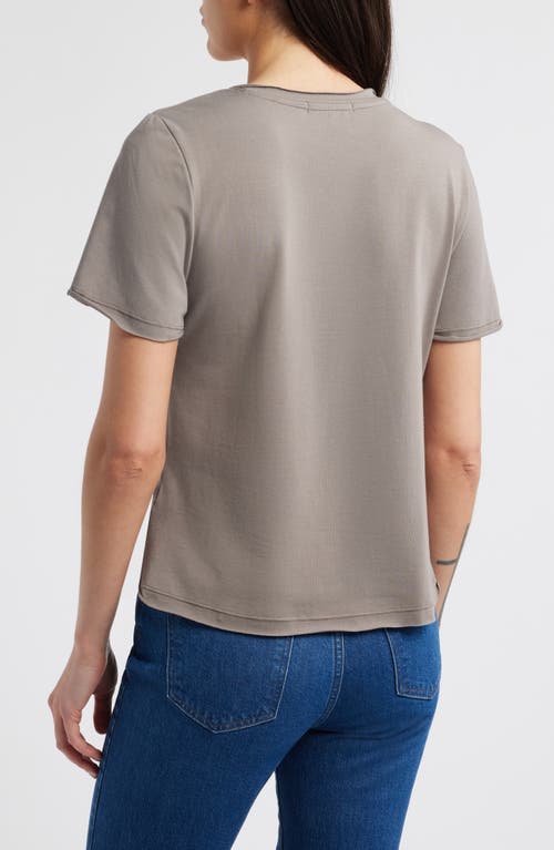 Wit & Wisdom Twist Front Stretch Cotton Modal T-shirt In Oyster Mushroom