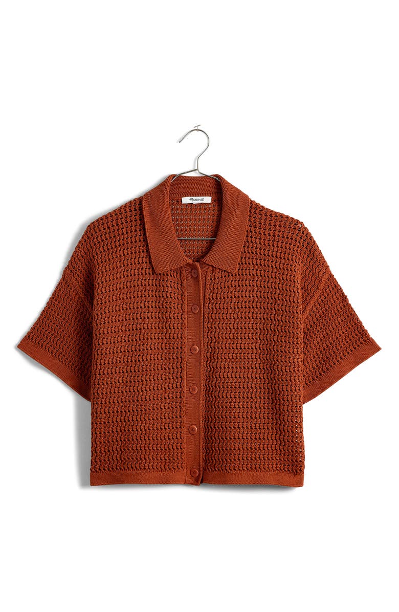 Madewell Crochet Button-Up Sweater Top, Alternate, color, 