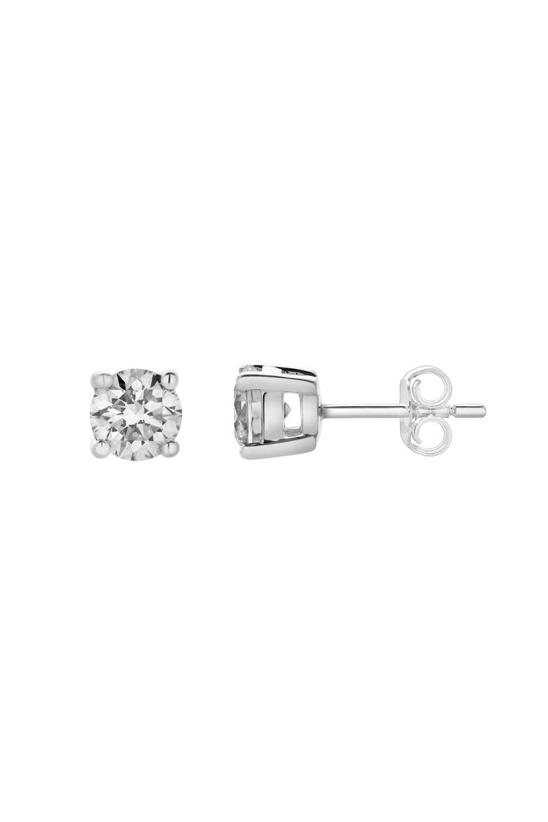 Silla 14K Gold Lab Grown Round Solitaire Diamond Earrings - 1 Cts, Alternate, color, 14K White Gold