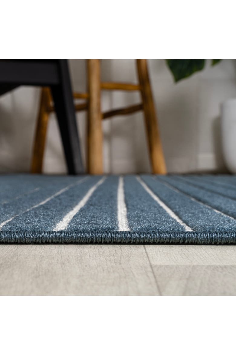 Aarhus High-Low Minimalist Scandi Striped Indoor/Outdoor Area Rug, Alternate, color, Navy/ivory