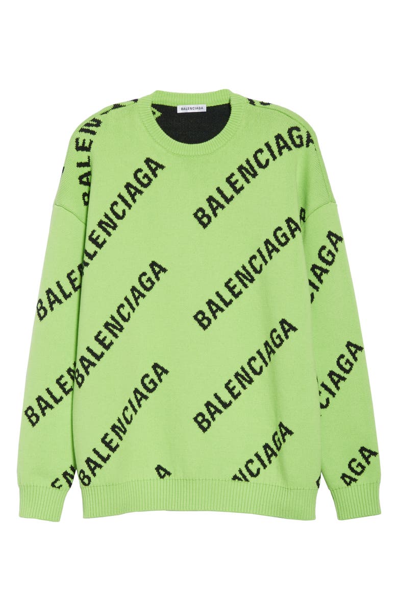 Balenciaga Logo Jacquard Cotton Blend Sweater, Alternate, color, 