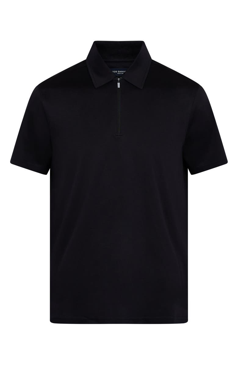 Victor Emmanuel Pima Cotton Knit Zip Polo, Alternate, color, Black