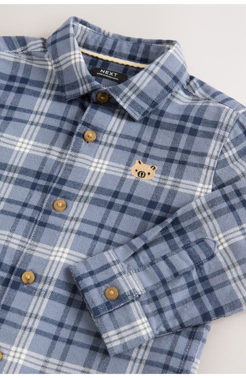 Next Kids' Check Cotton Flannel Button-up Shirt In Blue