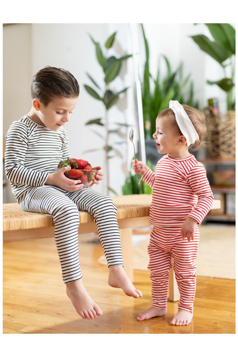 Stripe Stretch Cotton T-Shirt & Pants Set, Alternate, color, BLACK