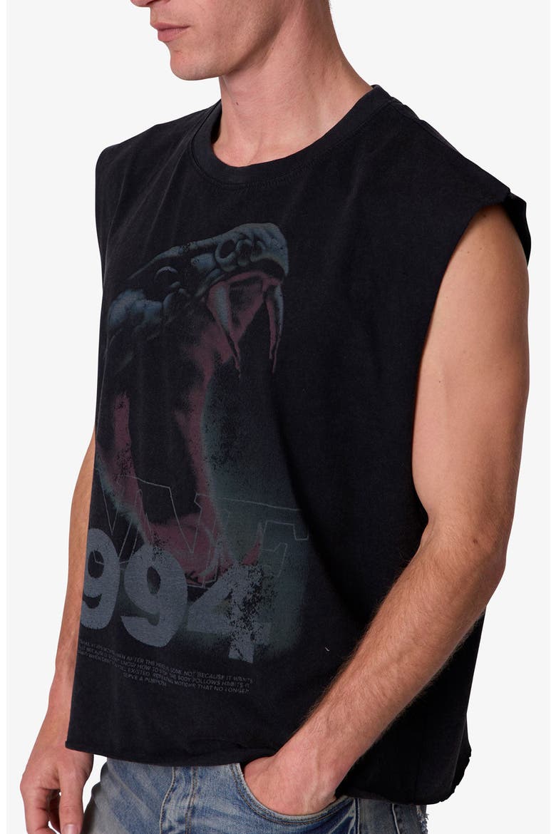 Snake Venom Sleeveless Graphic Cutoff T-Shirt, Alternate, color, BLACK