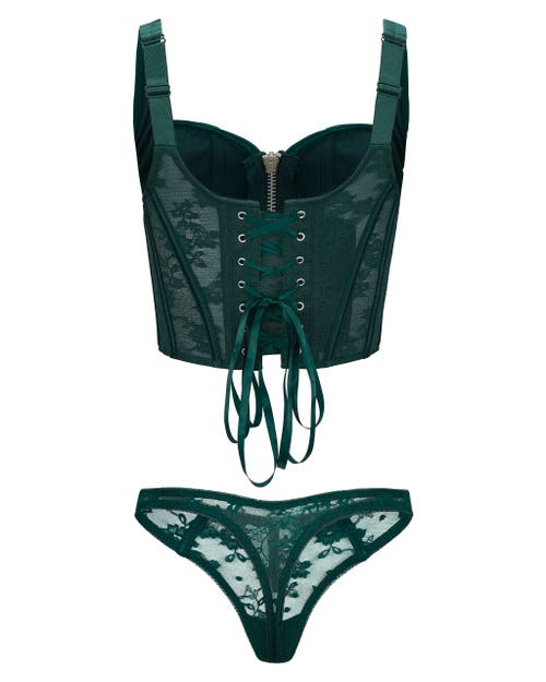 Adore Me Tabitha Corset & Thong Set In Green