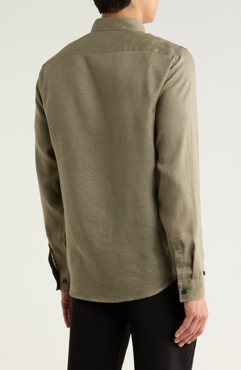 Theory Irving Linen Button-Up Shirt, Alternate, color, Wasabi