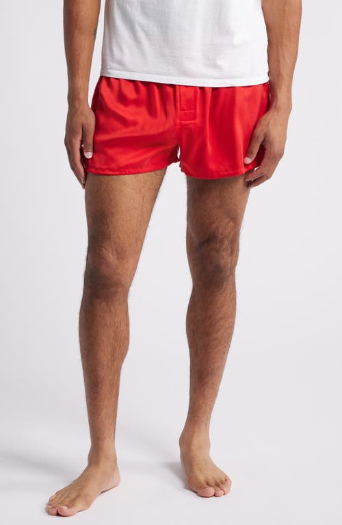 Lunya Washable Silk Boxer Shorts in Pure Carmine 