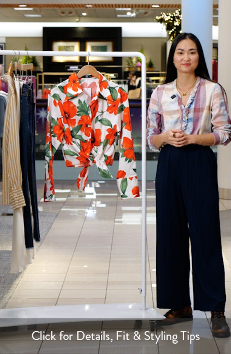 Floral Tie Front Crop Button-Up Shirt, sales video thumbnail