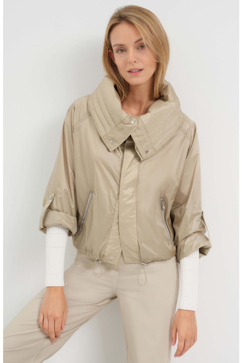 Casey Cropped Windbreaker with Oversized Lapel, Main, color, Champagne