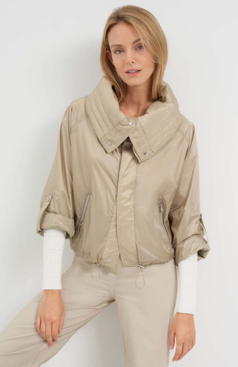 Casey Cropped Windbreaker with Oversized Lapel