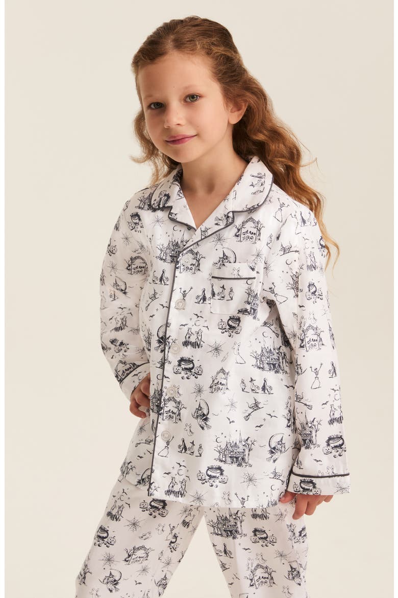 Kids' 2-Piece Twill Pajama Set, Alternate, color, WHITE