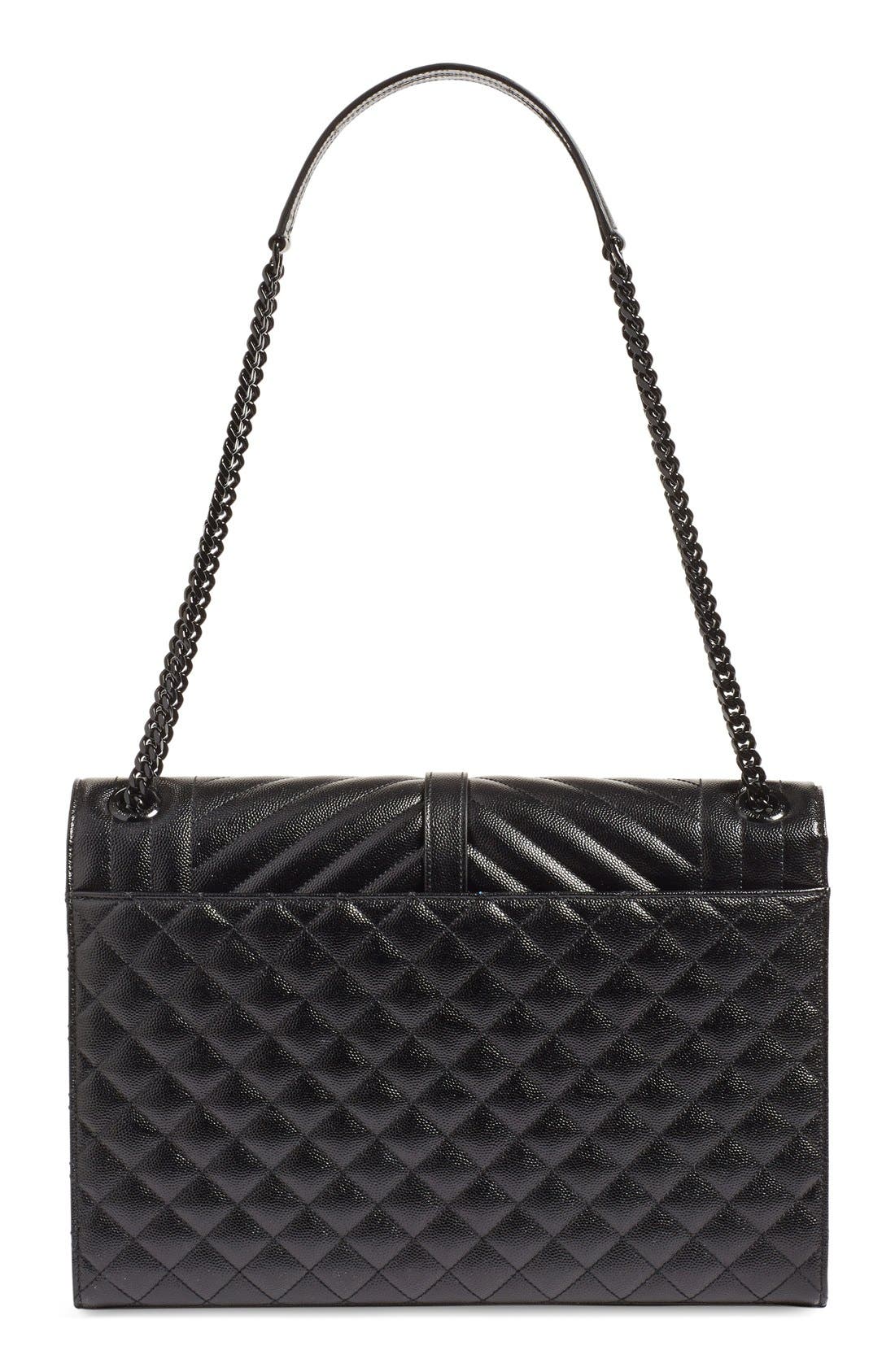 Saint Laurent 'Medium Monogram' Chevron Quilted Leather Shoulder Bag, Alternate, color, 