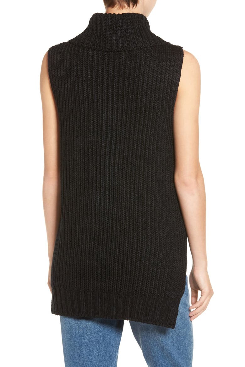 ASTR High/Low Turtleneck Sweater, Alternate, color, BLACK