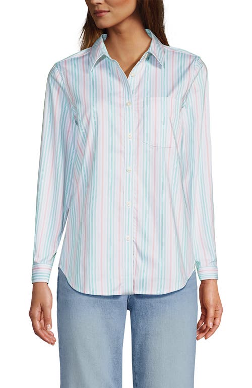 Lands' End Cooling Button Front Shirt In Blue