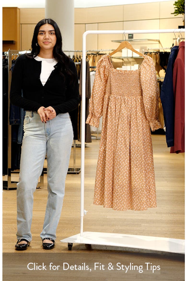 Floral Smocked Long Sleeve Midi Dress video