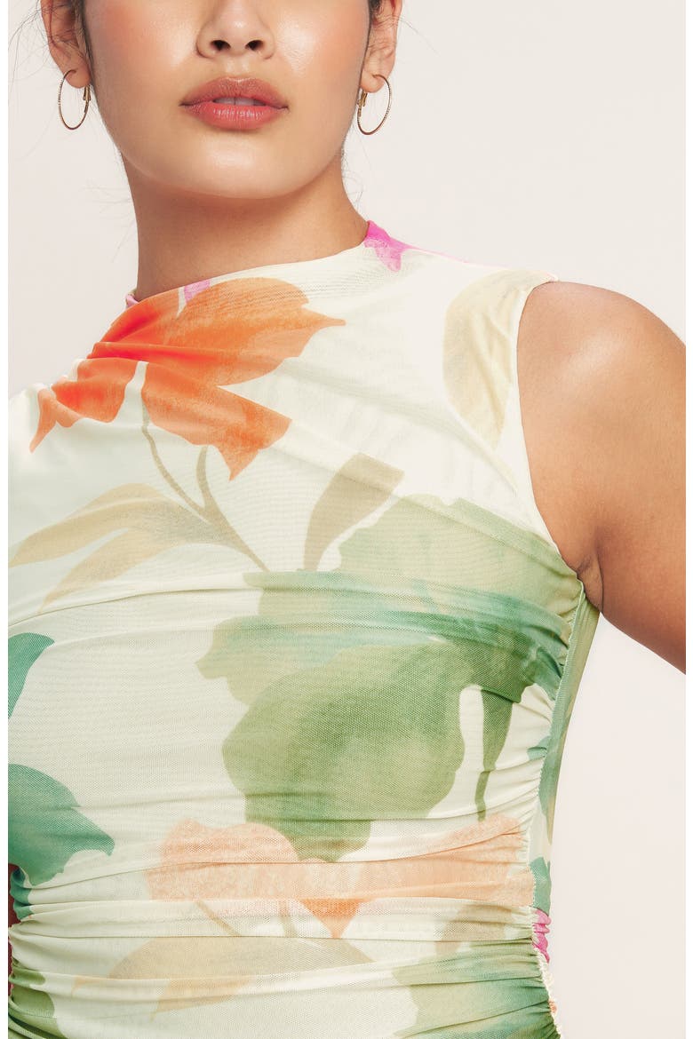 Print Mesh Midi Dress, Alternate, color, IVORY