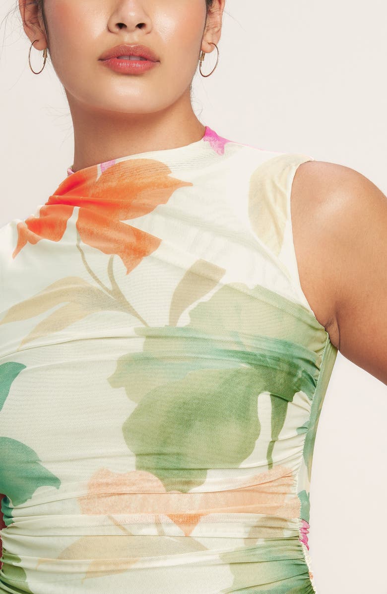 FLYING TOMATO Print Mesh Midi Dress, Alternate, color, Ivory