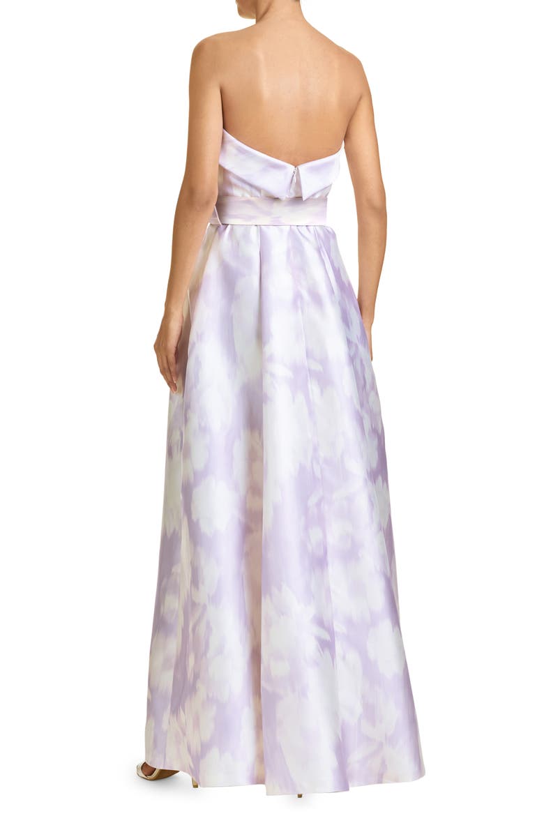 Brielle Ikat Floral Strapless Gown, Alternate, color, IKAT FLORAL VIOLET ICE