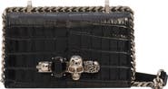 McQueen Mini Jeweled Croc Embossed Leather Crossbody Bag
