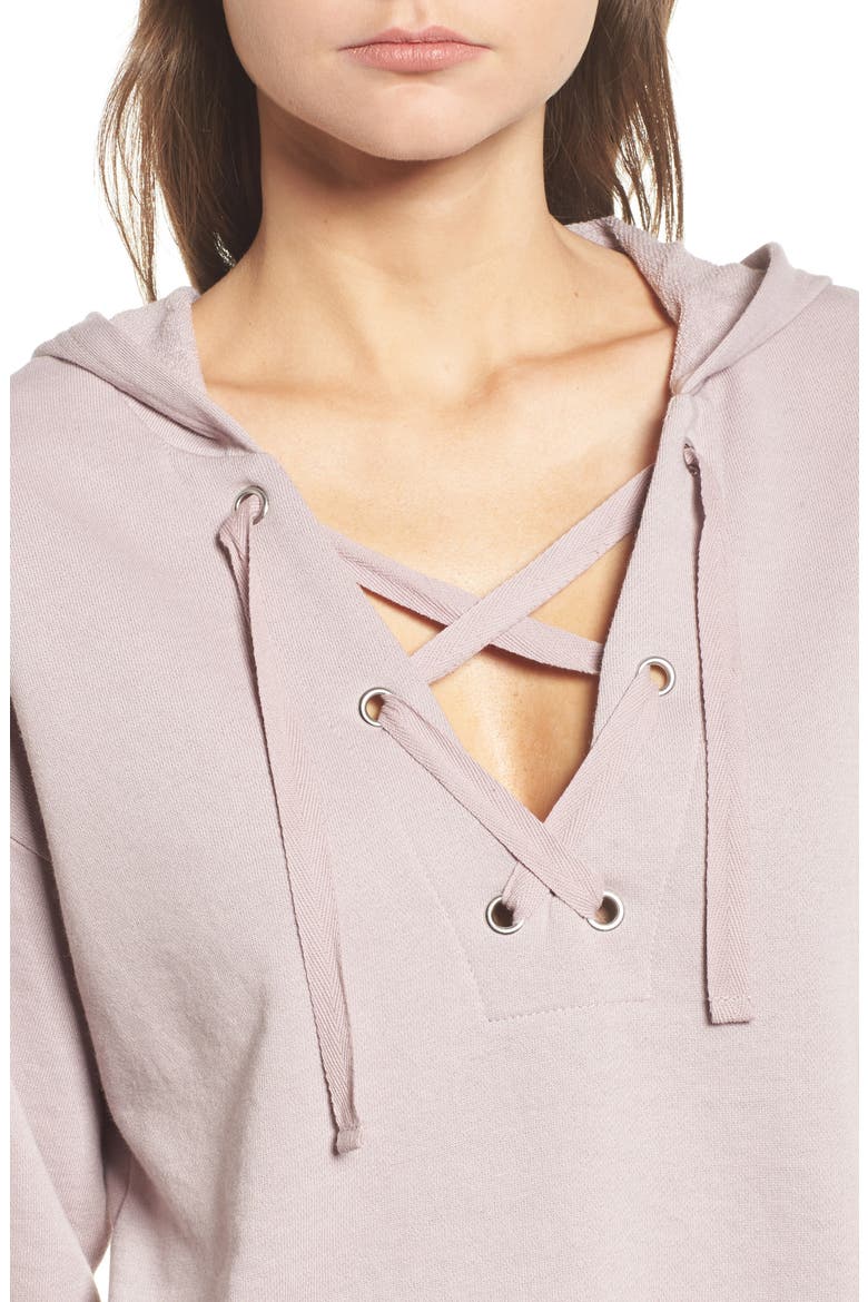 Lace-Up Hoodie, Alternate, color, LILAC