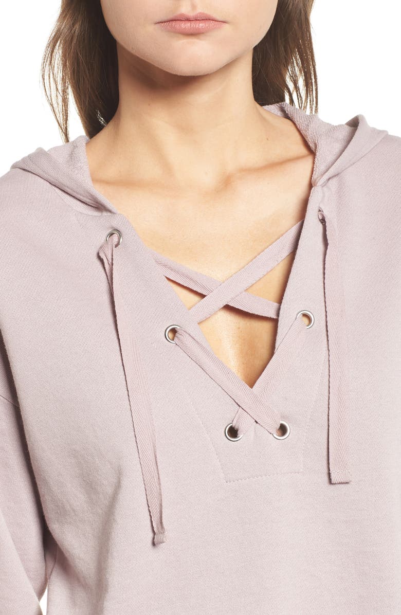 Cotton Emporium Lace-Up Hoodie, Alternate, color, 