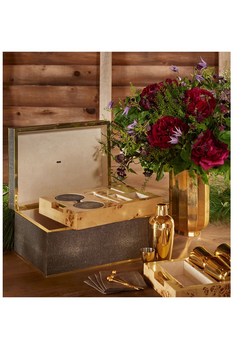 Classic Faux Sagreen Bar Tool Set, Alternate, color, CHOCOLATE