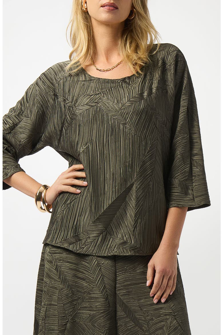 Pleated Satin Boxy Top, Alternate, color, AVOCADO