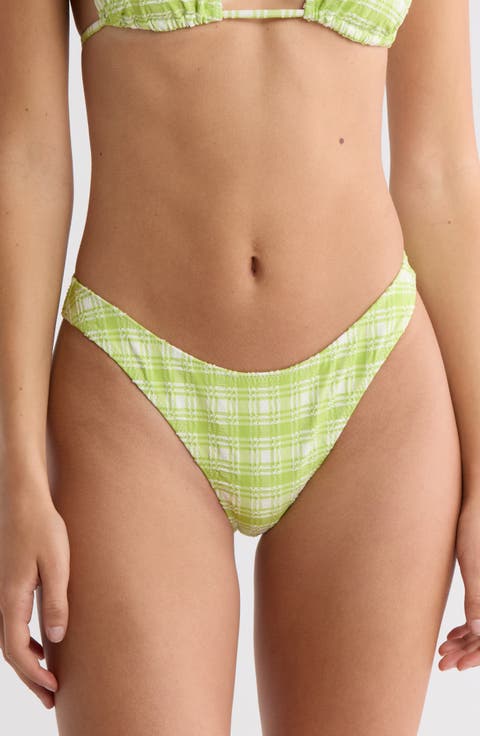 Fiona Plaid High Leg Scoop Bikini Bottoms