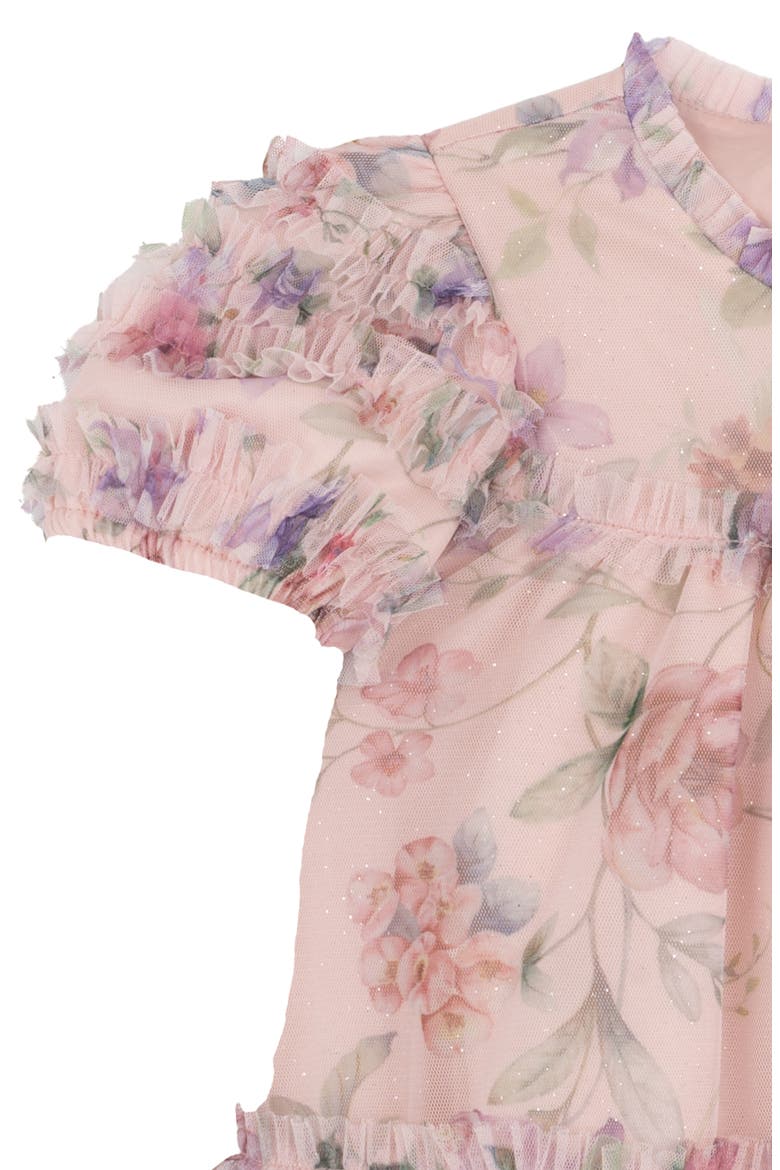 Kids' Floral Mesh Babydoll Dress, Alternate, color, BLUSH