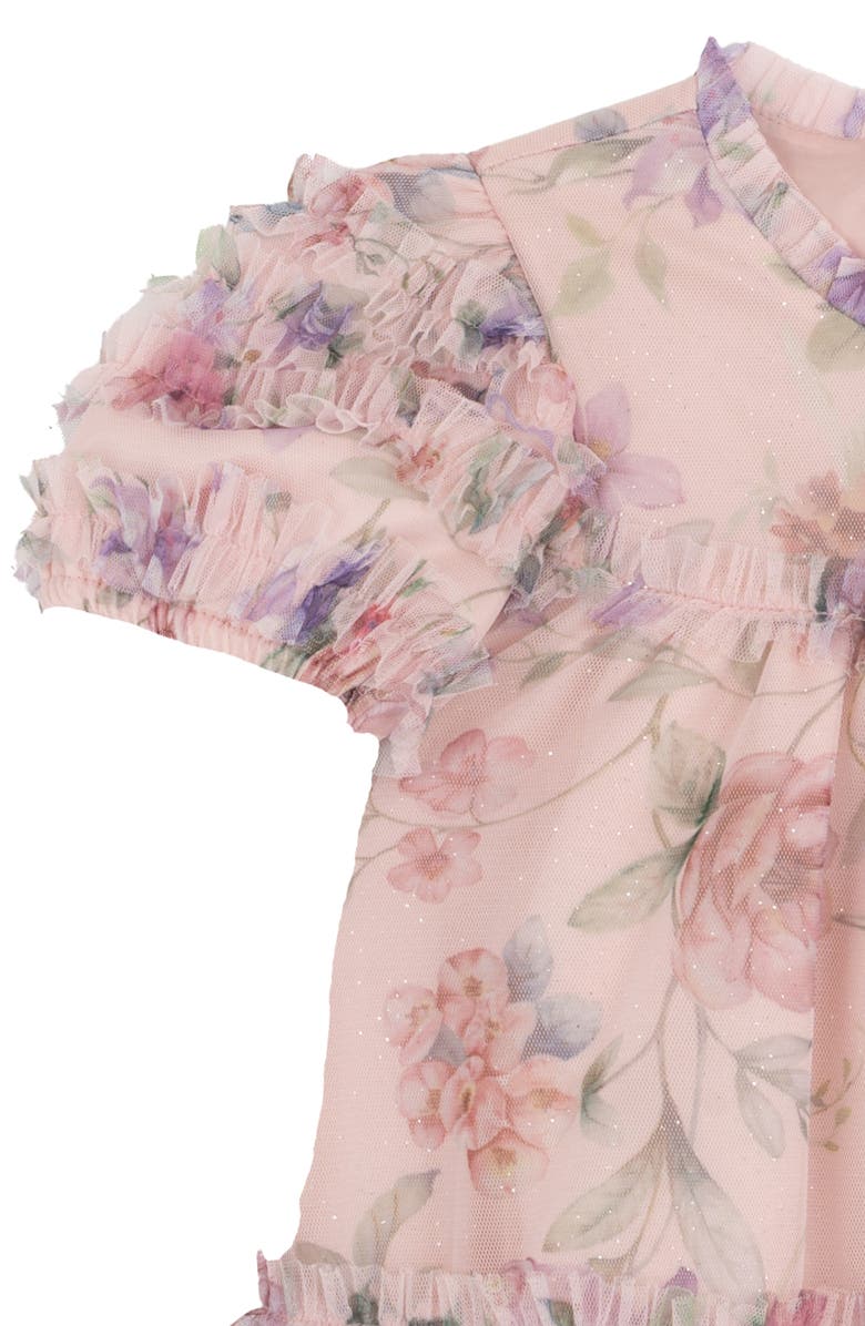 Rare Editions Kids' Floral Mesh Babydoll Dress, Alternate, color, Blush