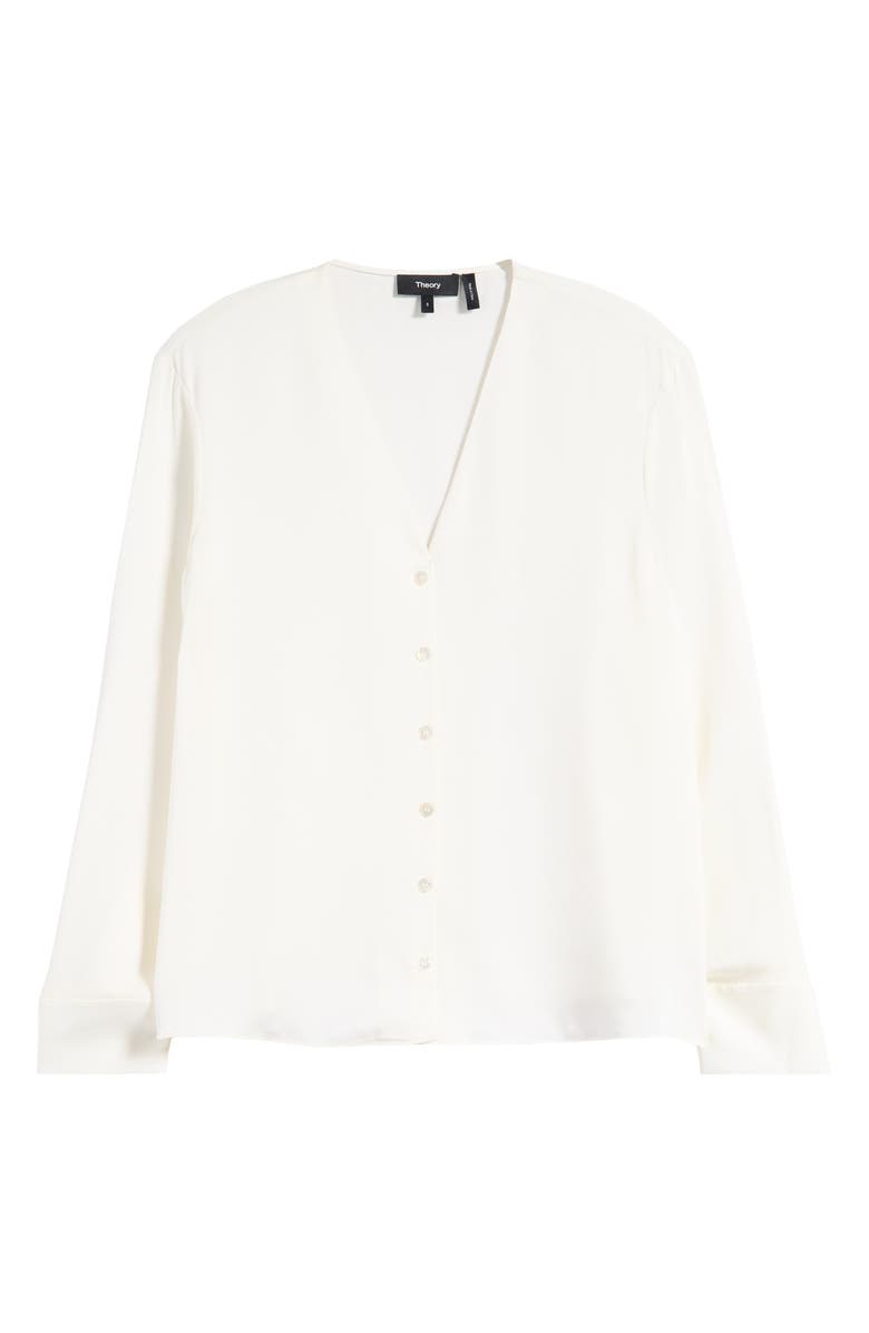 Theory Long Sleeve Silk Button-Up Shirt, Alternate, color,