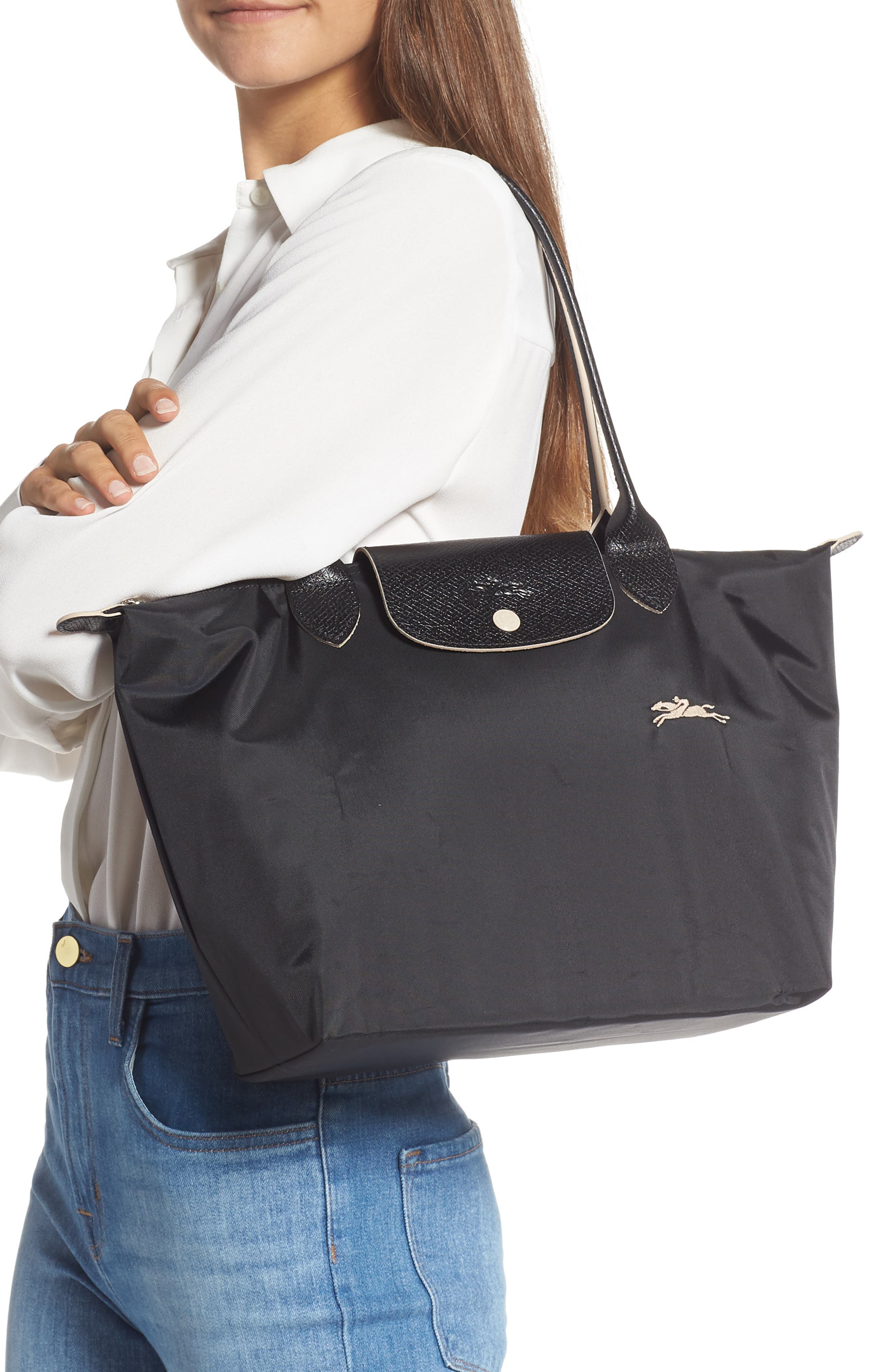 Medium Le Pliage Club Shoulder Tote, Alternate, color, BLACK