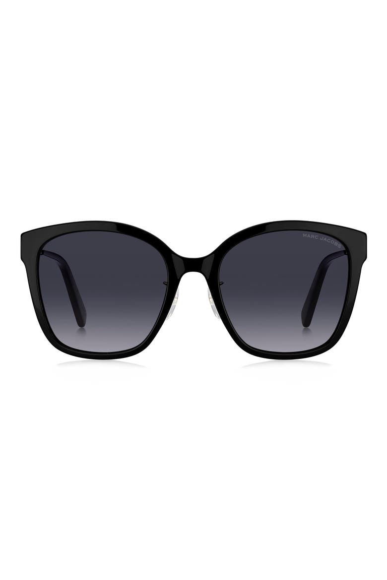 56mm Square Sunglasses, Main, color, BLACK