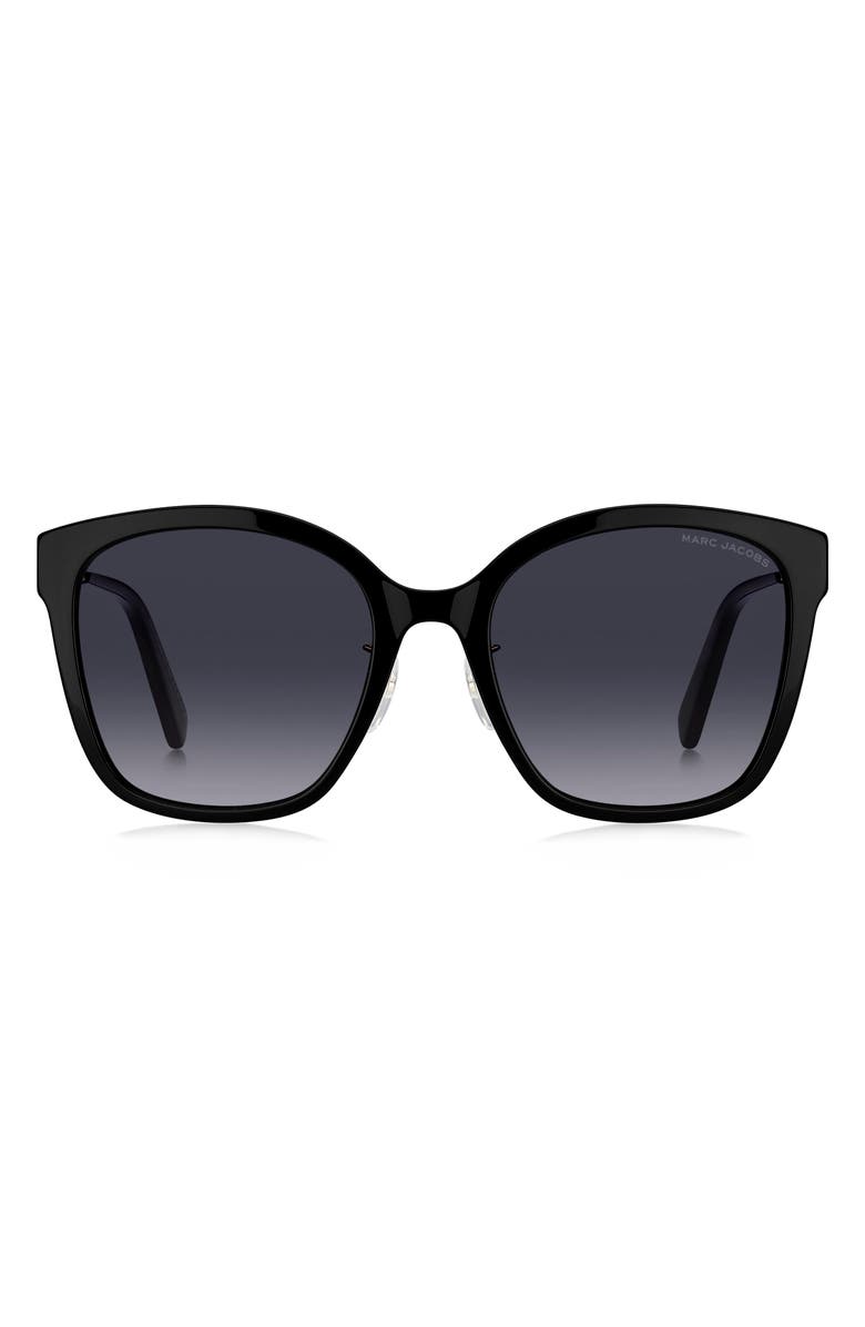 Marc Jacobs 56mm Square Sunglasses, Main, color, Black