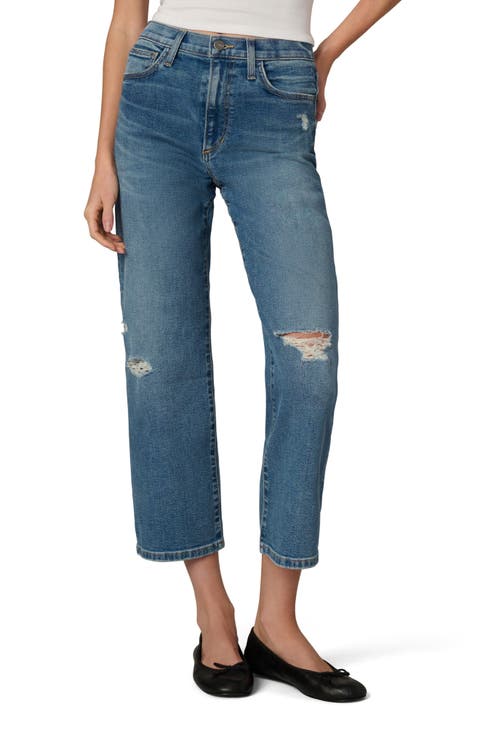 The Blake Ripped High Waist Crop Wide Leg Jeans