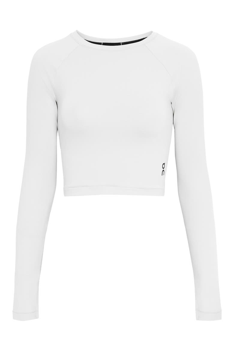 Studio Long Sleeve Crop Top, Alternate, color, WHITE