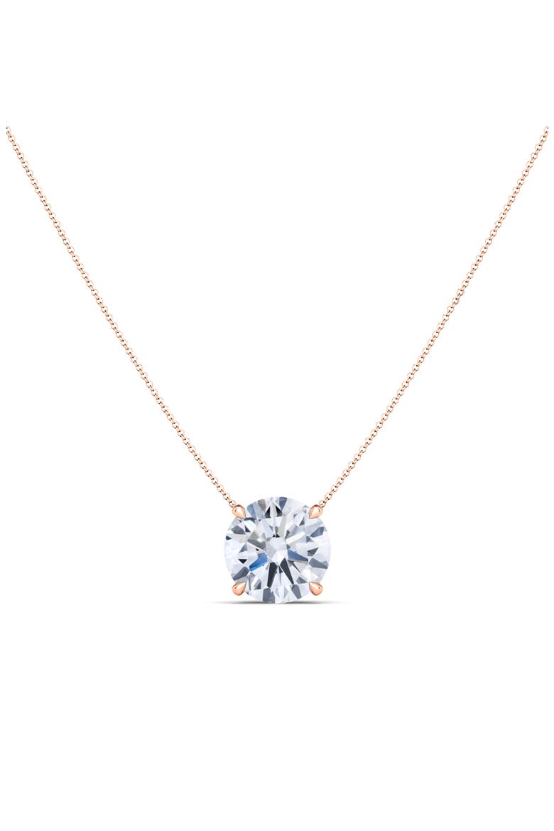 Round Brilliant Lab Created Diamond Pendant Necklace, Main, color, 18K ROSE GOLD