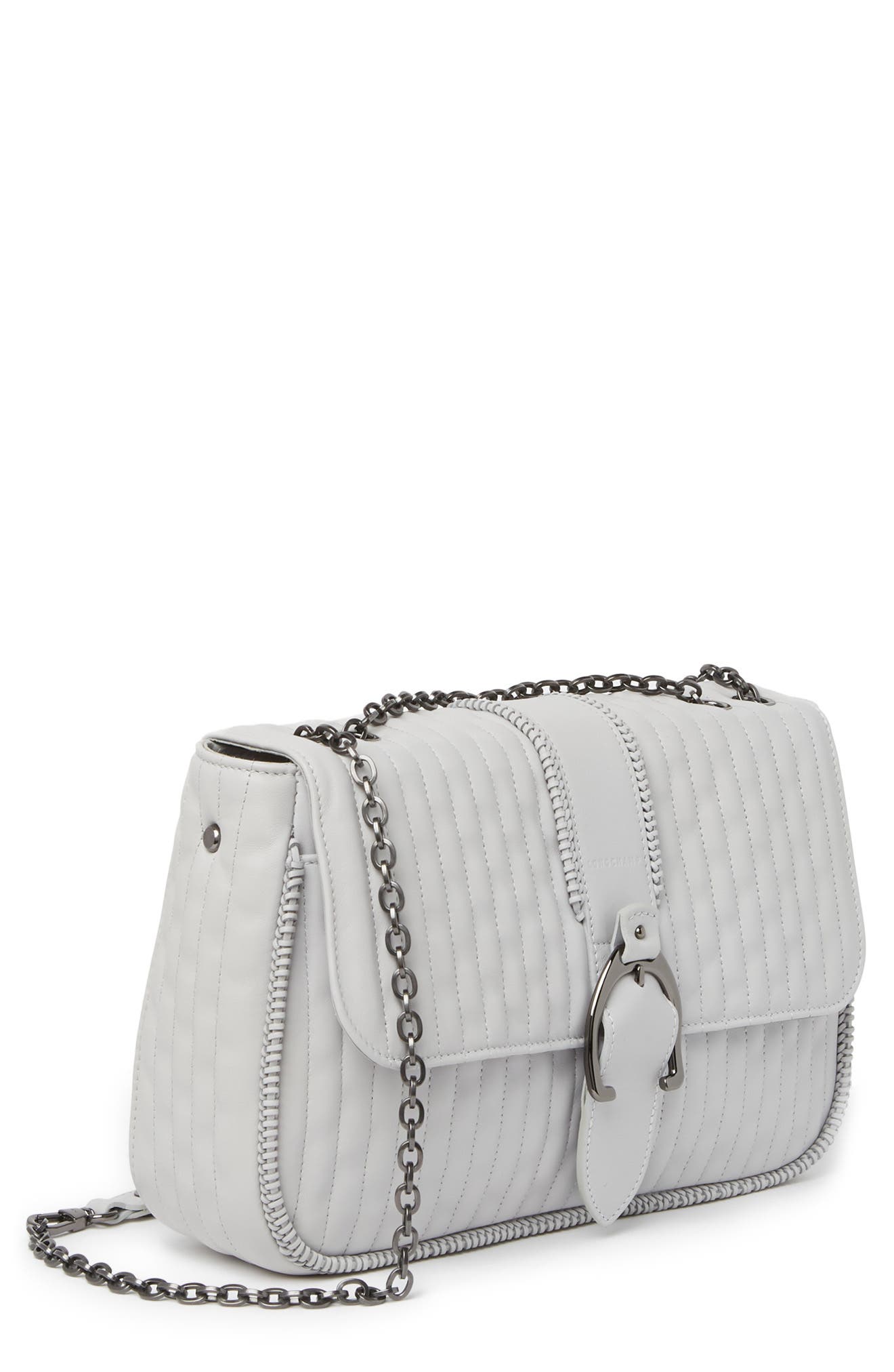 Longchamp Leather Medium Crossbody Bag, Alternate, color, Pearl