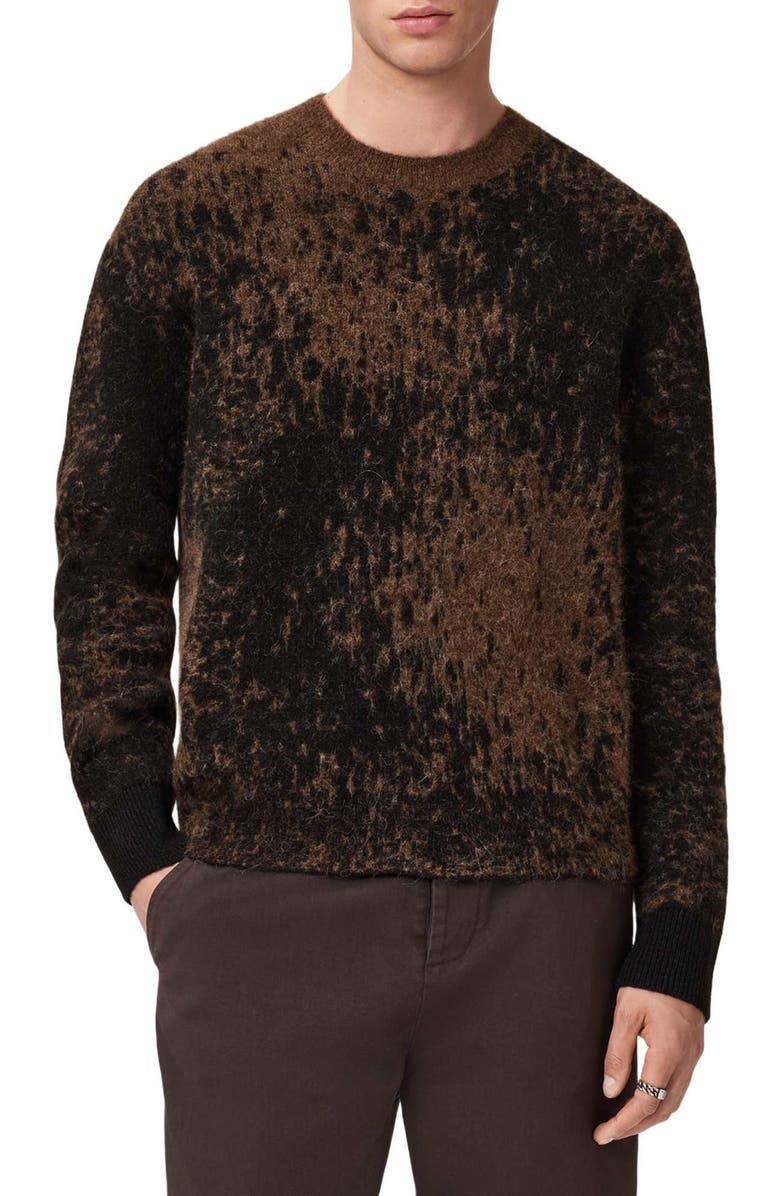AllSaints Storm Alpaca Blend Crewneck Sweater, Main, color, Brown