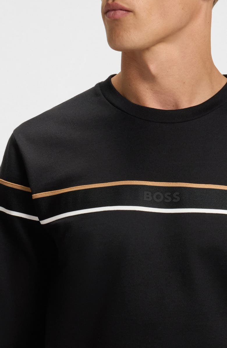 BOSS Iconic Stripe Sweatshirt, Alternate, color, Black