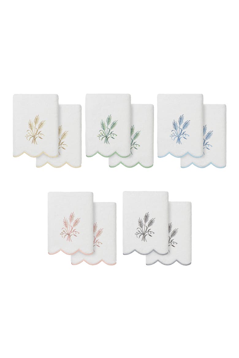 2-Piece Whitney Embroidered Turkish Cotton Hand Towel Set, Alternate, color, WHITE/ GRAY